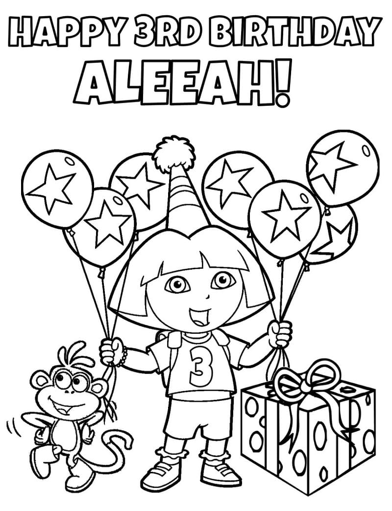 Coloriage anniversaire de dora