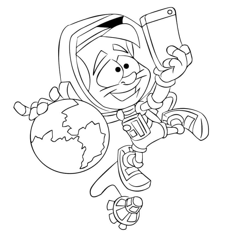 Coloriage astronaute et terre