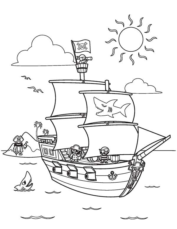 Coloriage bateau pirate 19 à imprimer