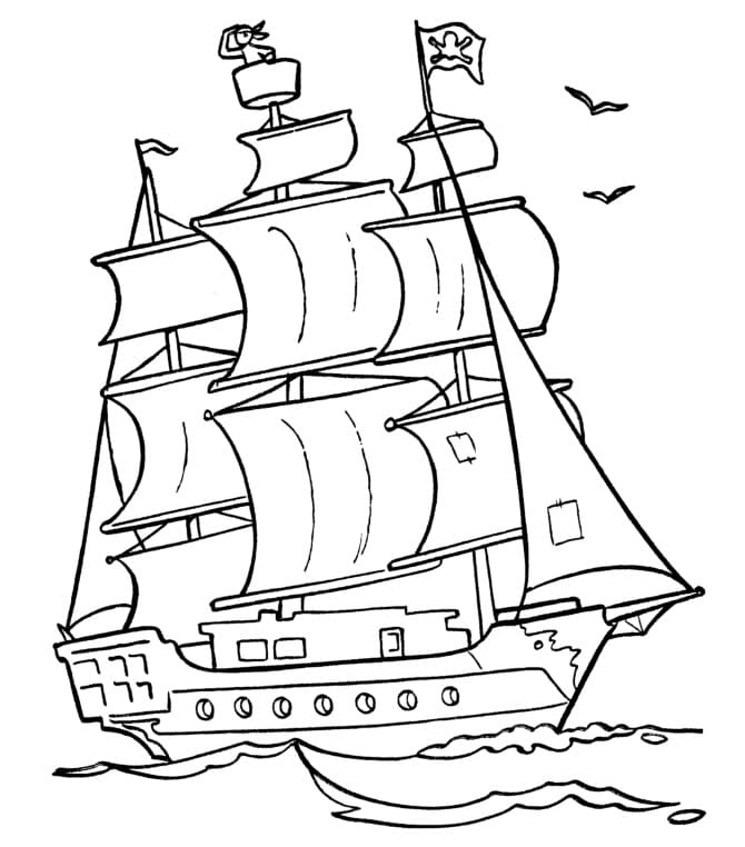 Coloriage bateau pirate 23 à imprimer