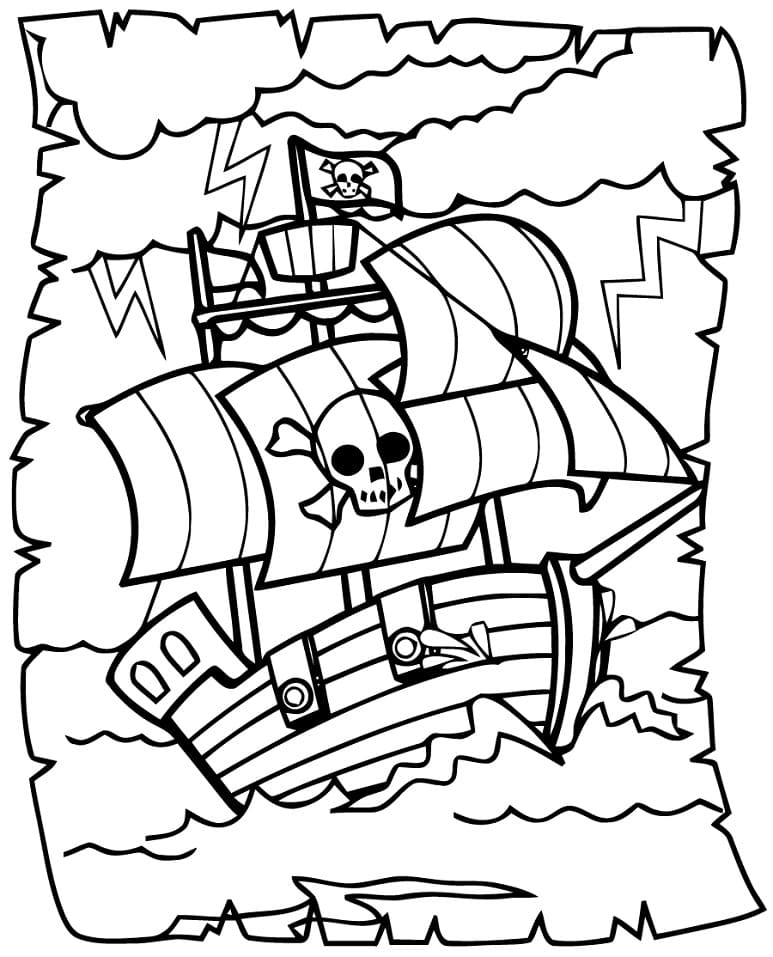 Coloriage bateau pirate 25 à imprimer