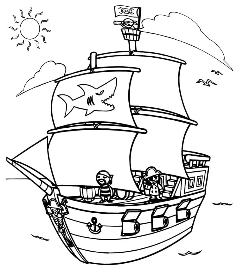 Coloriage bateau pirate 6 à imprimer