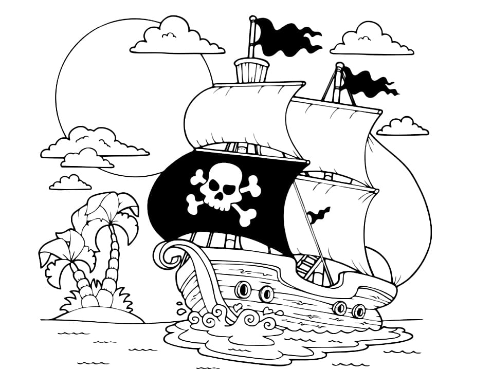 Coloriage bateau pirate 7 à imprimer