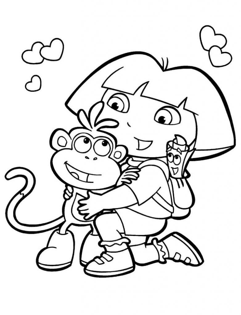 Coloriage boots et dora à imprimer