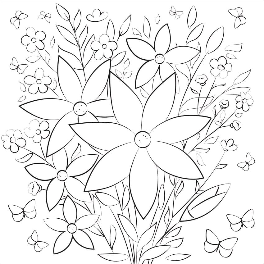 Coloriage bouquet de fleurs 14 à imprimer