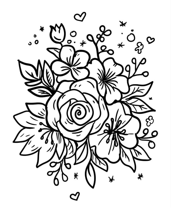 Coloriage bouquet de fleurs 15 à imprimer
