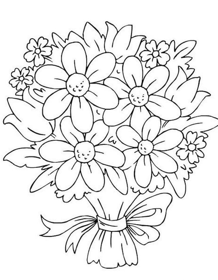 Coloriage bouquet de fleurs 4 à imprimer