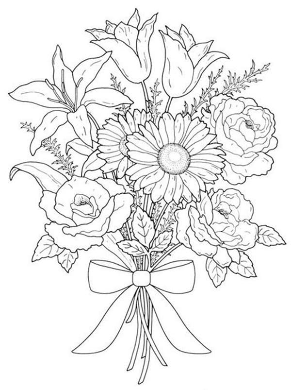 Coloriage bouquet de fleurs 6 à imprimer