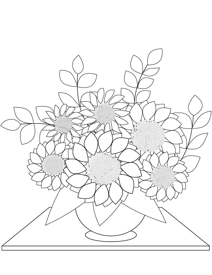 Coloriage bouquet de tournesols 1 à imprimer