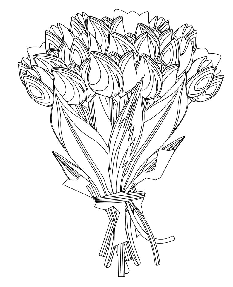 Coloriage bouquet de tulipes à imprimer