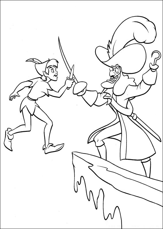 Coloriage capitaine crochet vs peter pan