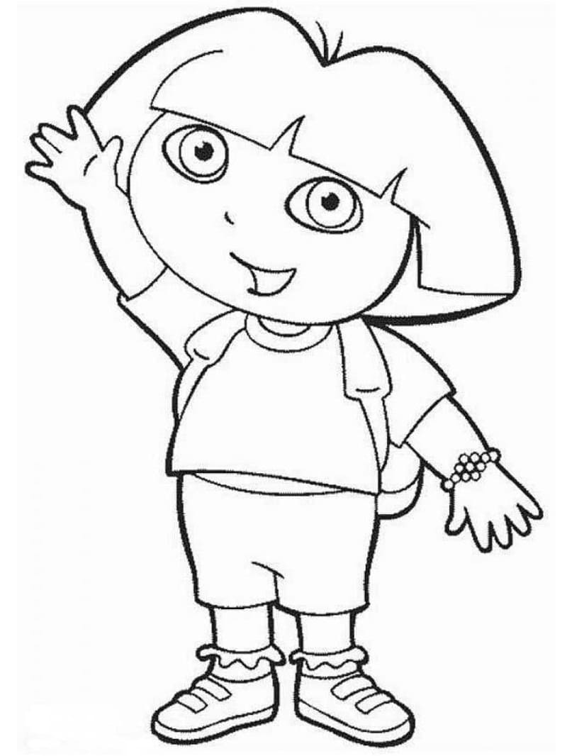 Coloriage dora agitant la main