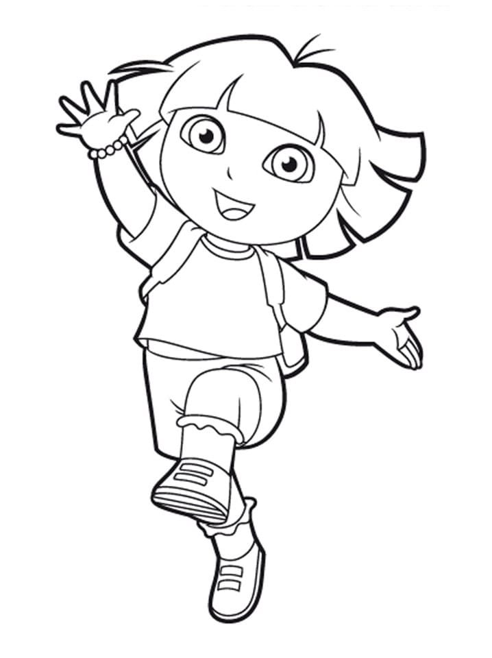 Coloriage dora qui saute