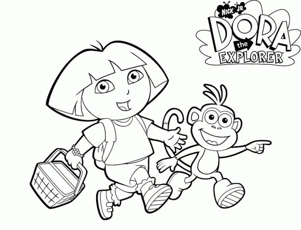 Coloriage dora va faire du shopping