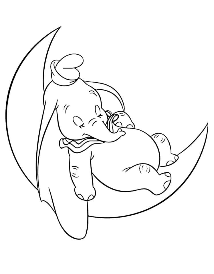 Coloriage dumbo endormi