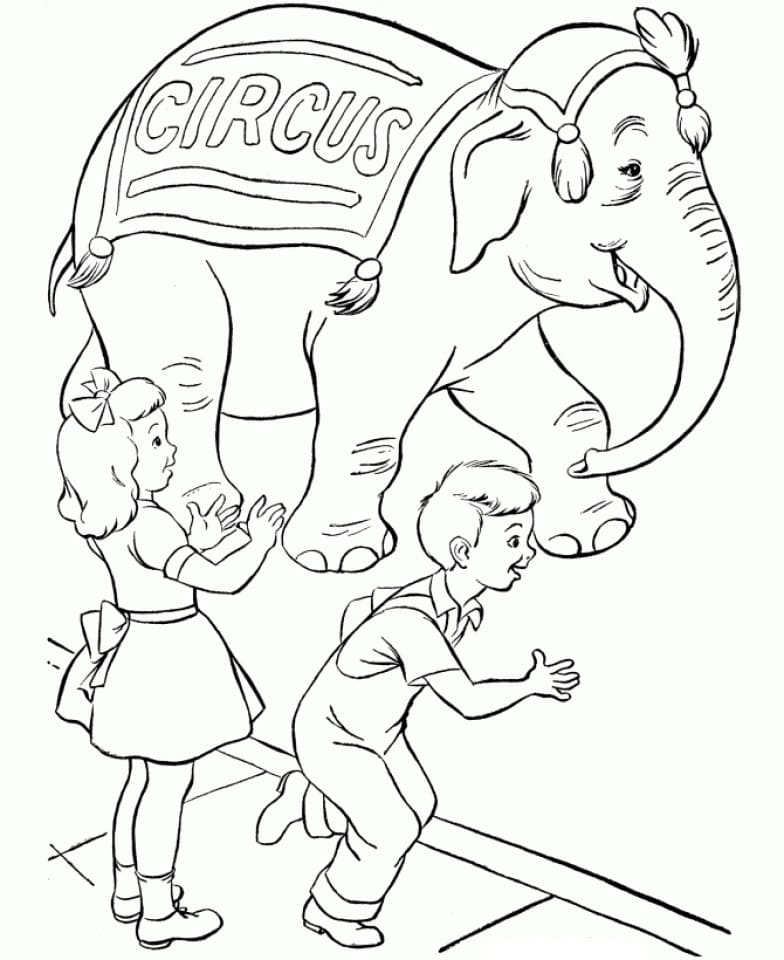 Coloriage éléphant de cirque