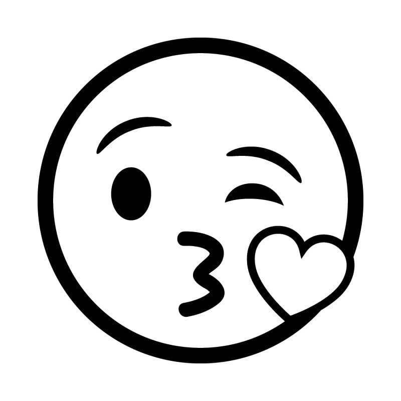 Coloriage embrasser des emoji 1 à imprimer
