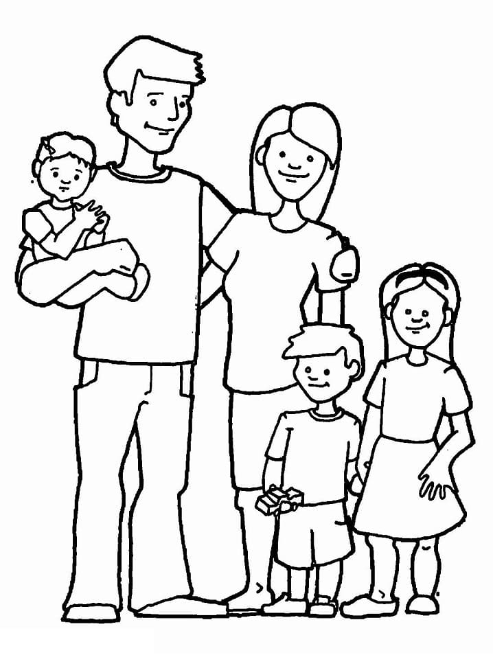 Coloriage famille heureuse 1