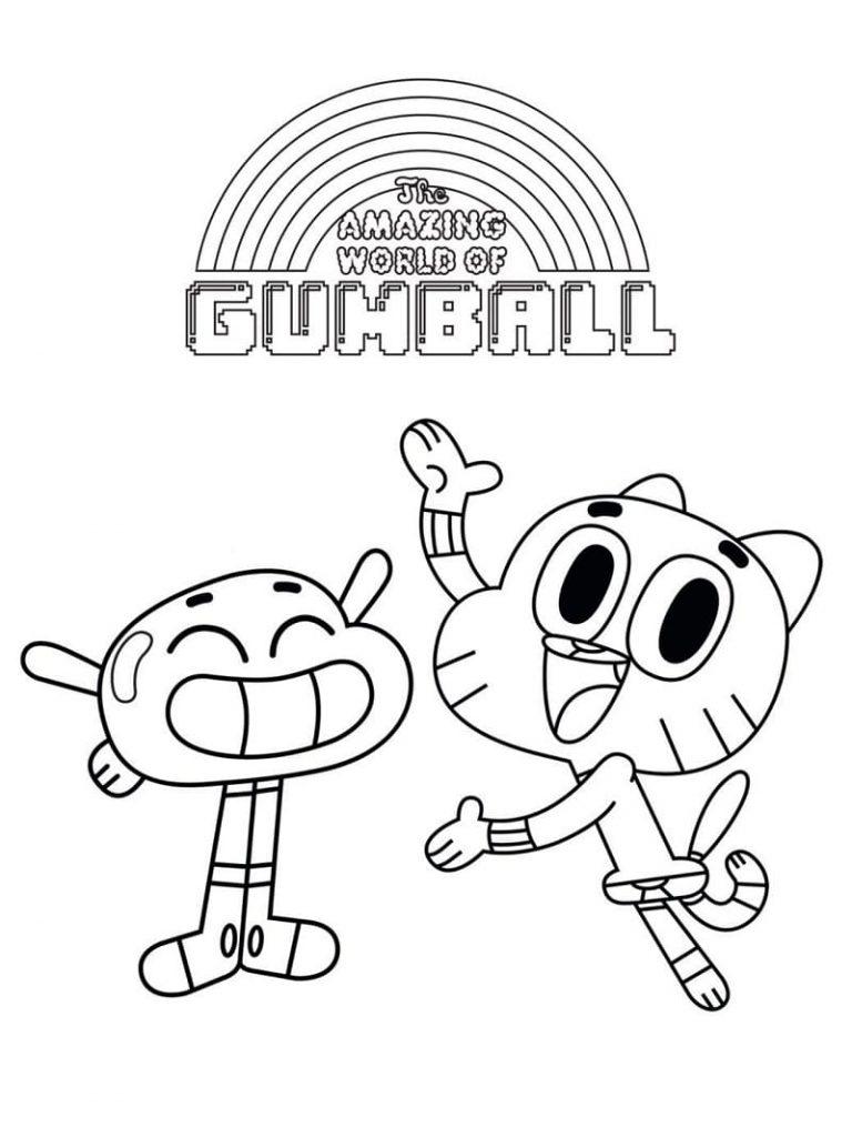 Coloriage gumball et darwin à imprimer