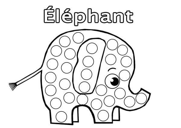 Coloriage l’éléphant gommette à imprimer