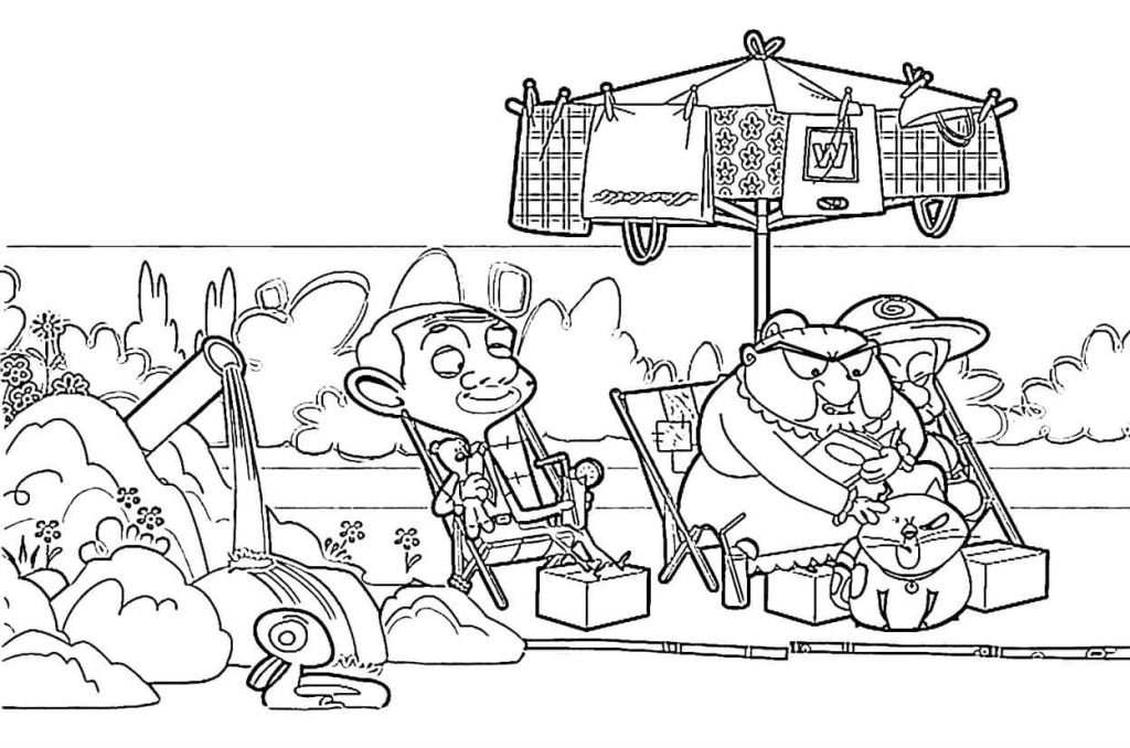 Coloriage mr bean relaxant à imprimer