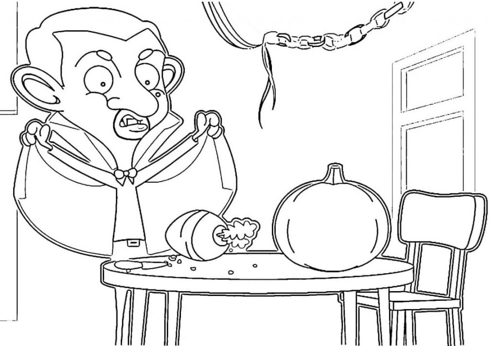 Coloriage mr bean sur halloween à imprimer