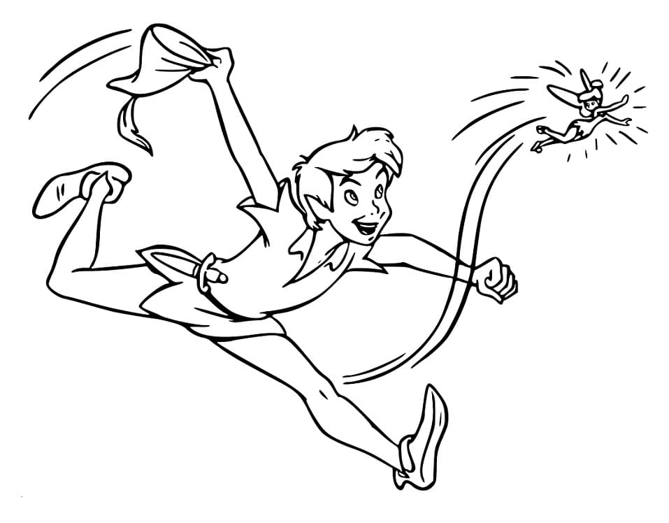 Coloriage peter pan et fée clochette