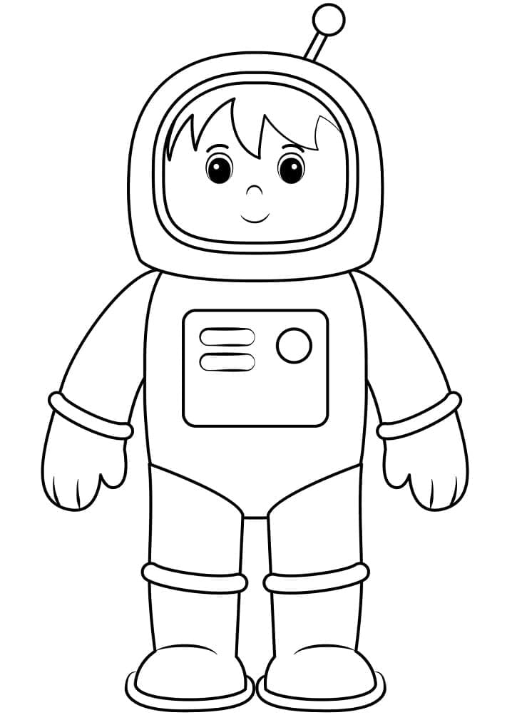 Coloriage petit astronaute à imprimer