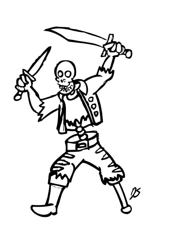 Coloriage pirate squelette 1