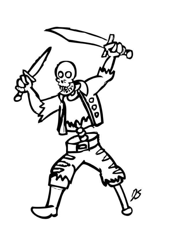 Coloriage pirate squelette 1 à imprimer