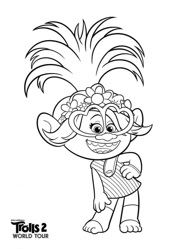 Coloriage poppy de trolls à imprimer