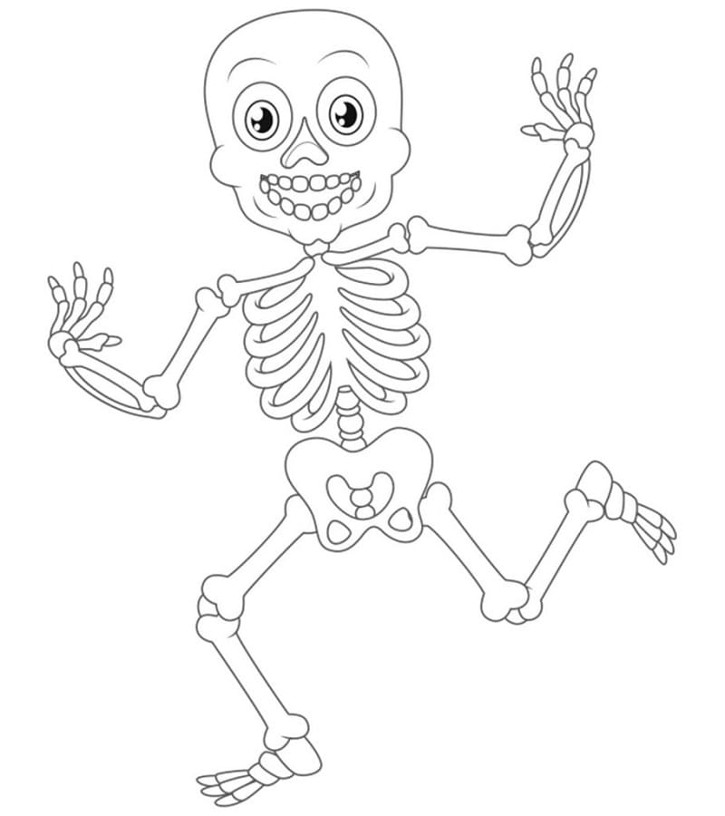 Coloriage squelette heureux