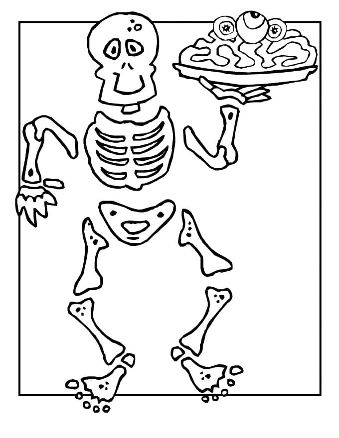 Coloriage squelette le serveur