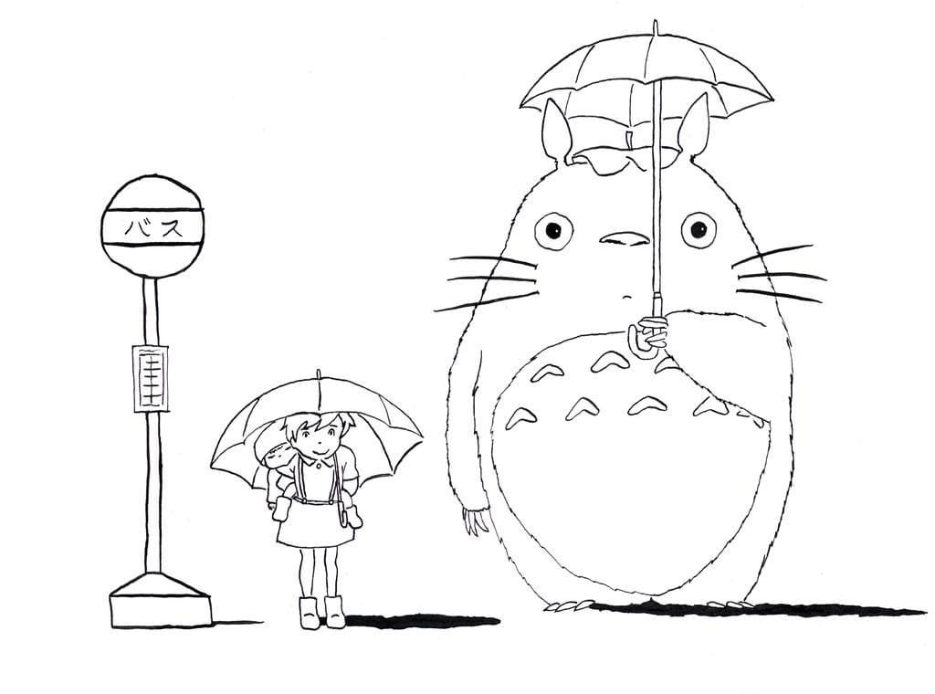 Coloriage totoro debout à imprimer