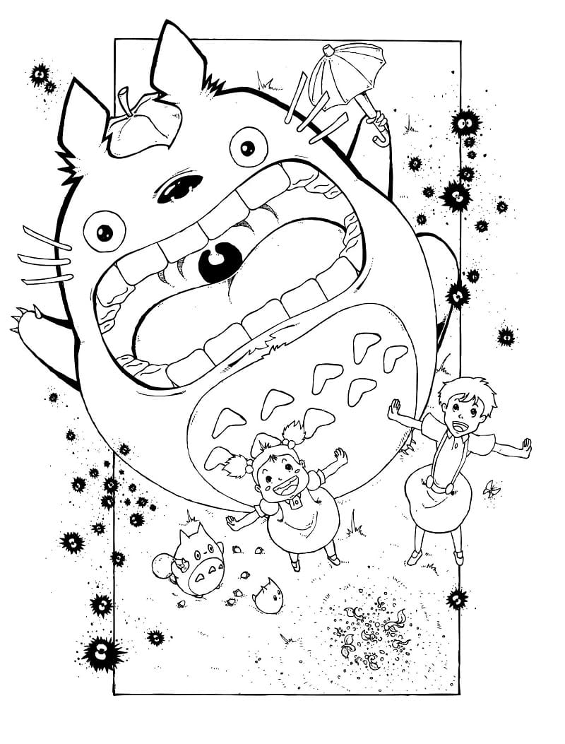 Coloriage totoro hurlant à imprimer