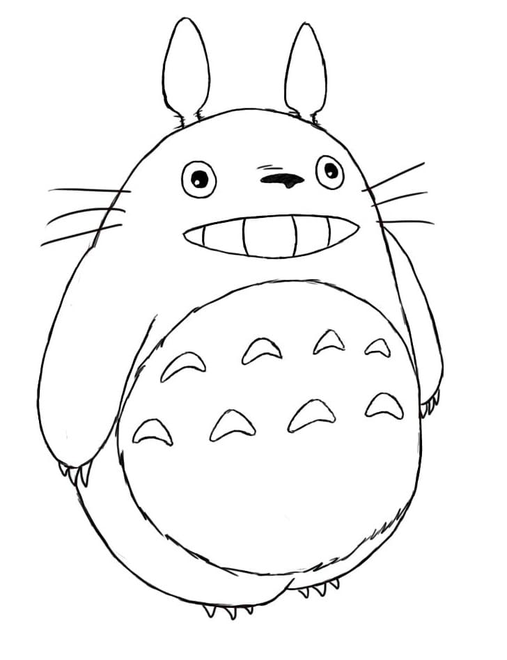 Coloriage totoro souriant à imprimer