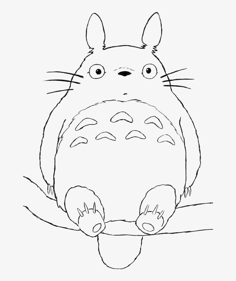 Coloriage totoro sur branche