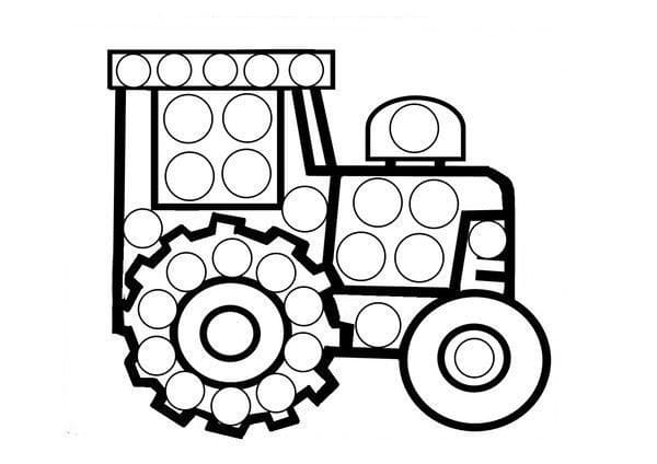 Coloriage tracteur gommette
