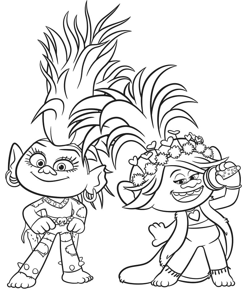 Coloriage trolls personnages 3 à imprimer