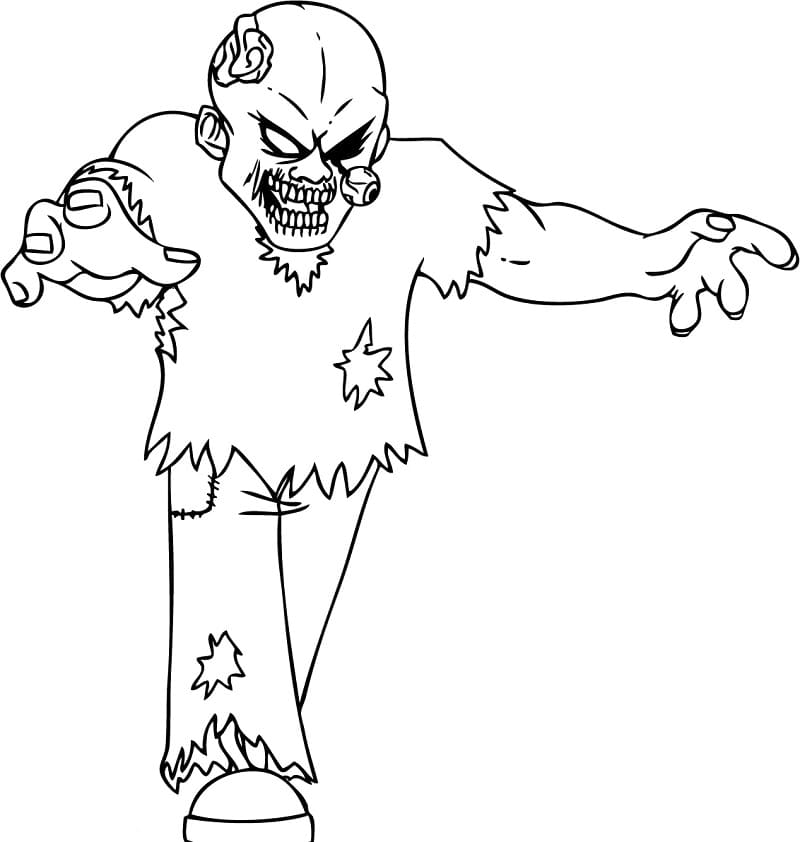 Coloriage zombie attaquant