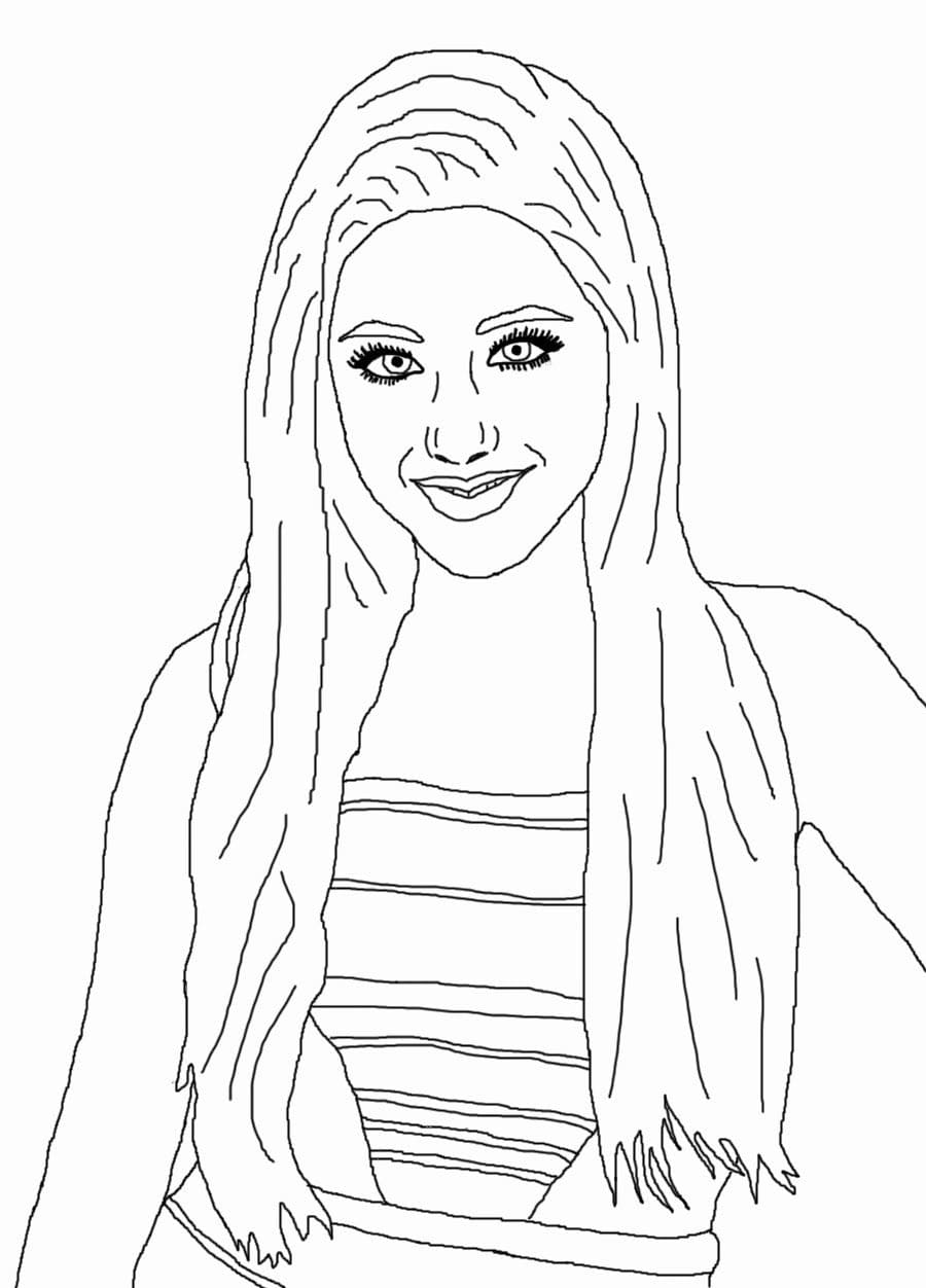 Coloriage ariana grande heureuse à imprimer