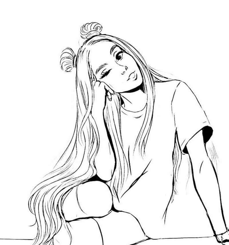 Coloriage ariana grande souriante à imprimer