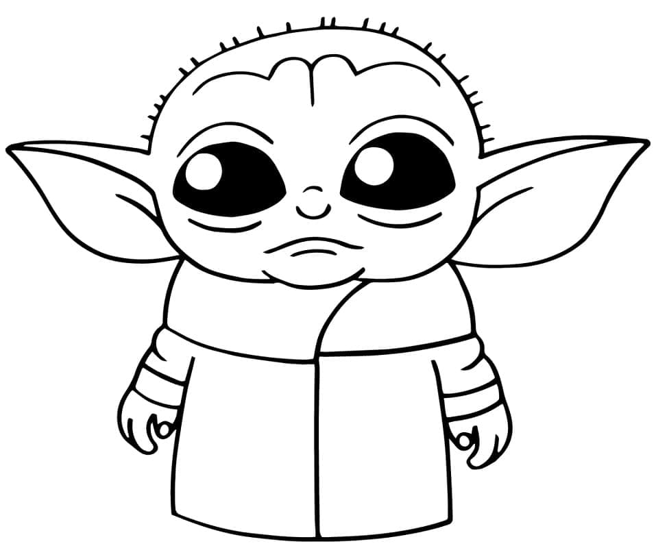 Coloriage bébé yoda adorable 1