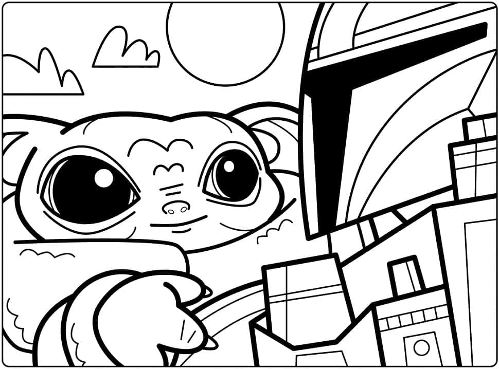 Coloriage bébé yoda drôle 1