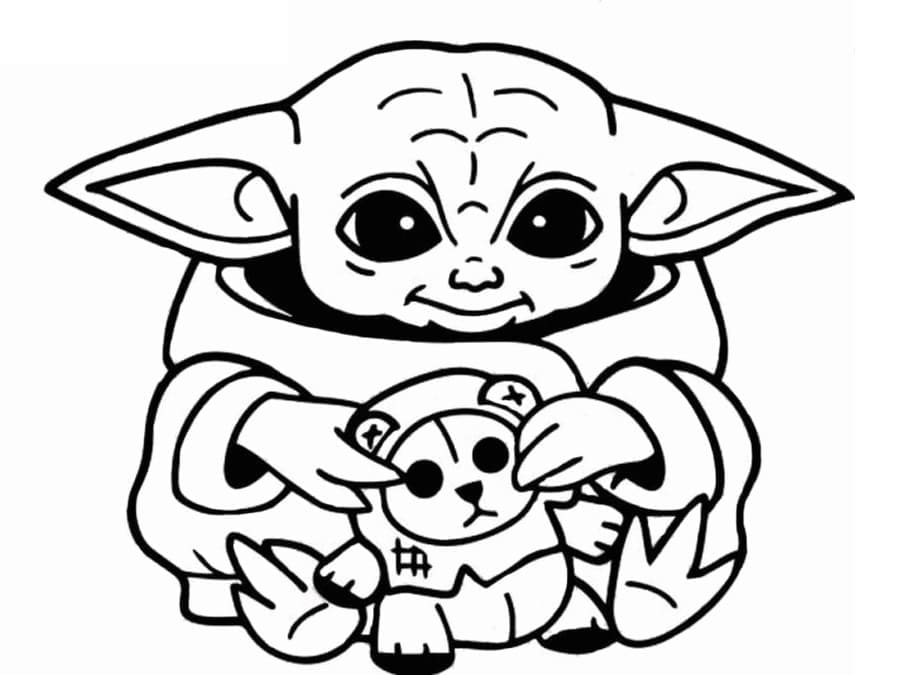 Coloriage bébé yoda drôle 3