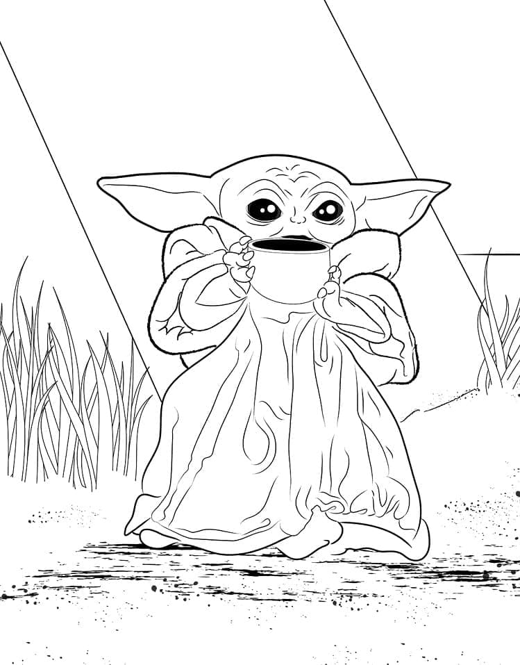 Coloriage bébé yoda mignon 4