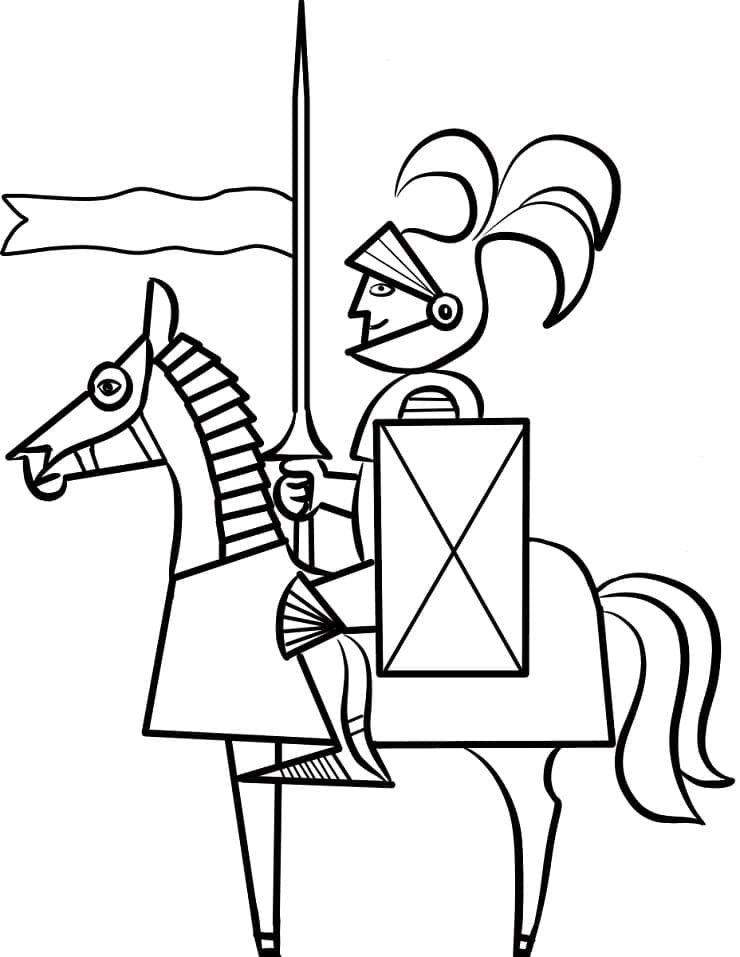 Coloriage chevalier à cheval 1