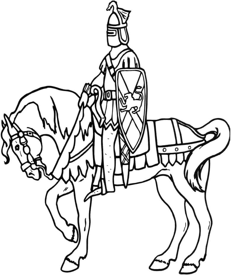 Coloriage chevalier à cheval 2