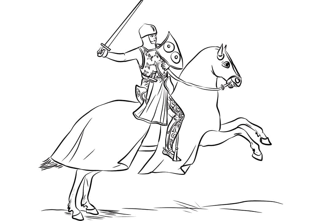 Coloriage chevalier à cheval