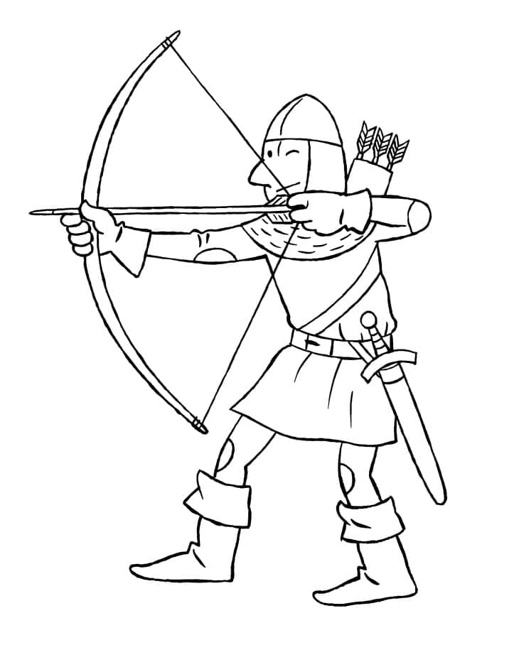 Coloriage chevalier avec arc et flèche